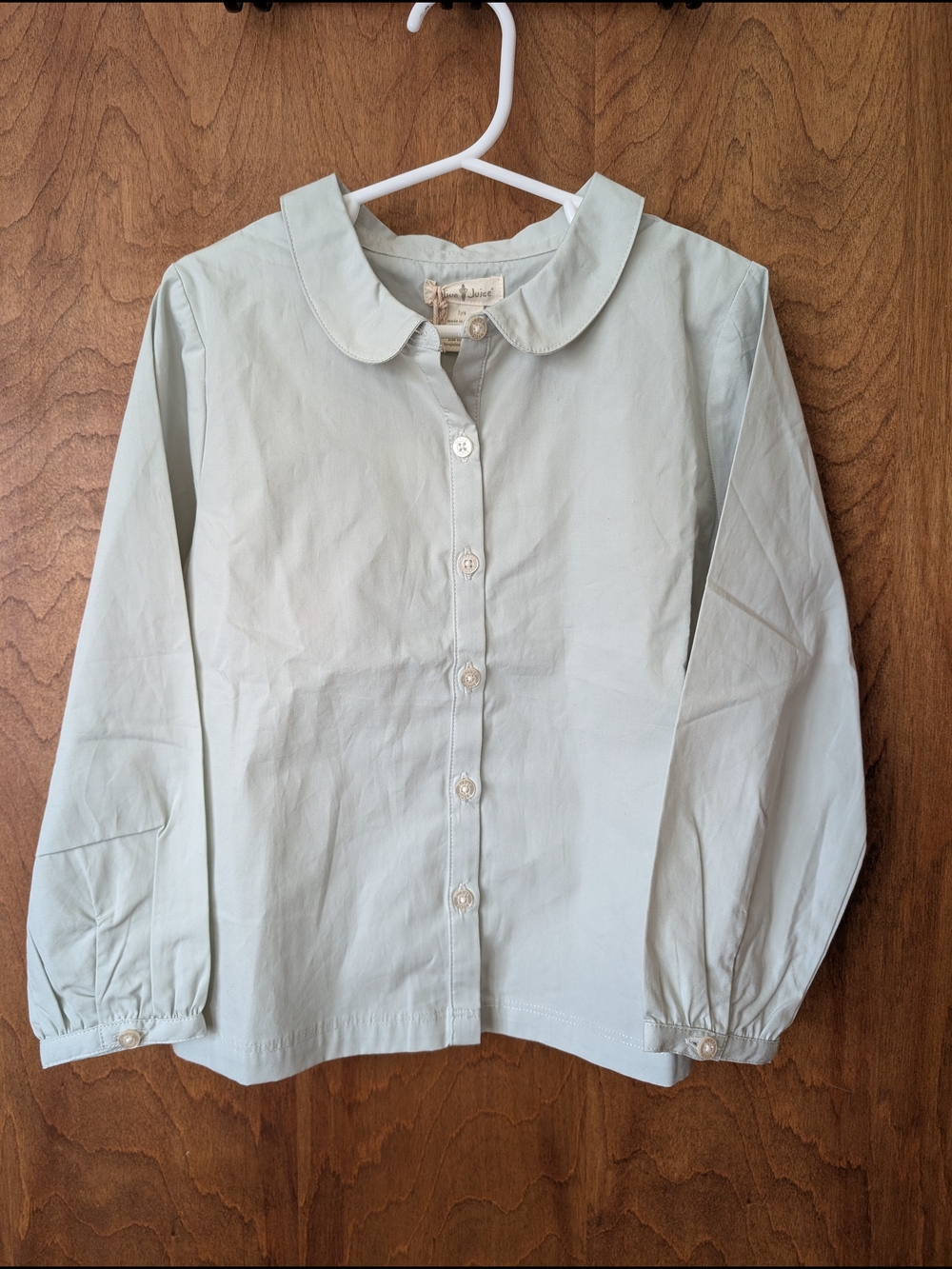 Boutique Button-Down Shirt with Peter Pan Collar - Light Sage - Picture 2 of 7